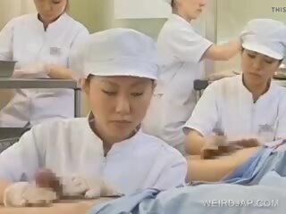 Japanilainen sairaanhoitaja työskentely karvainen peniksen, vapaa seksi video- b9