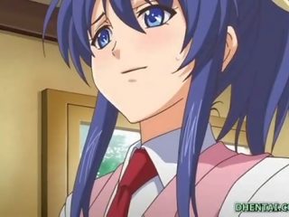 Busty waitress hentai tittyfucking and facial cum in the cafe