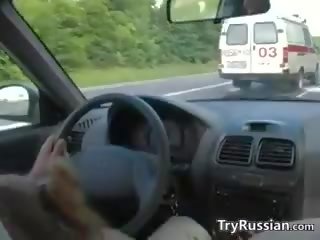 Chubby Russian Chick Masturbates In A Car