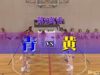 Amateur Asian girls play naked basketball