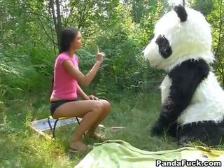 X jmenovitý video v the les s a obrovský hračka panda